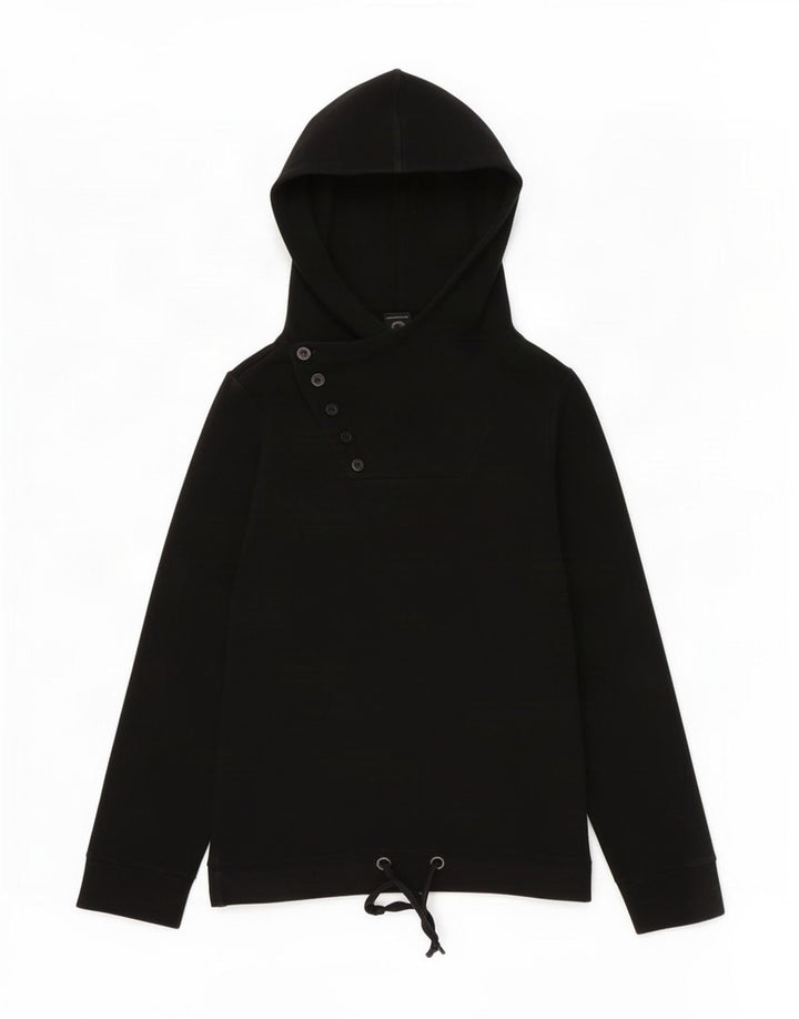 Maglione con cappuccio e collo con bottoni grafici da donna Bench UK 14 medio nero