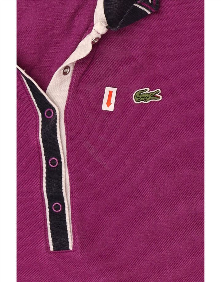 Polo da donna LACOSTE taglia 44 grande in cotone color block viola