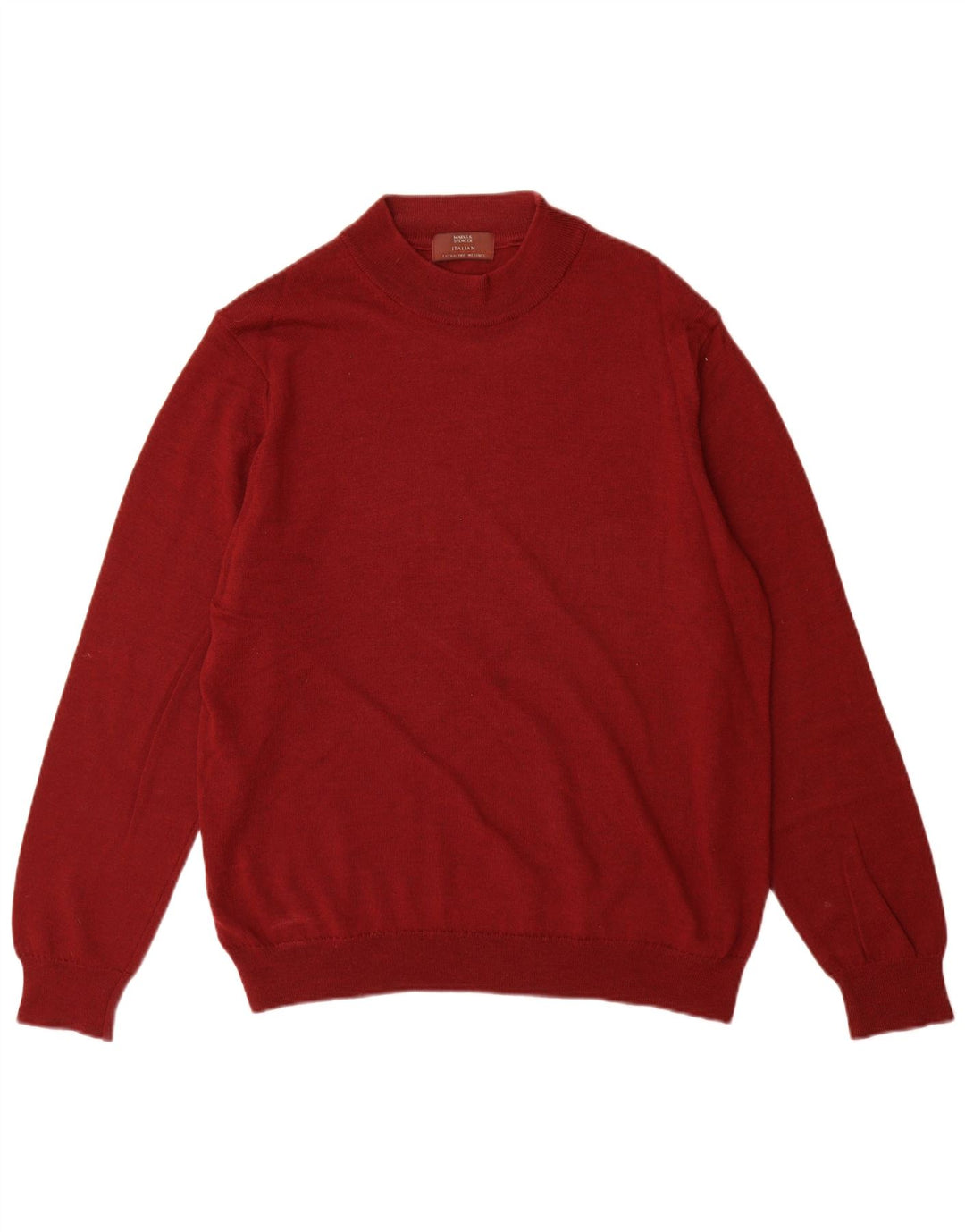 Maglione maglione girocollo da uomo Marks & Spencer grande lana merino rossa