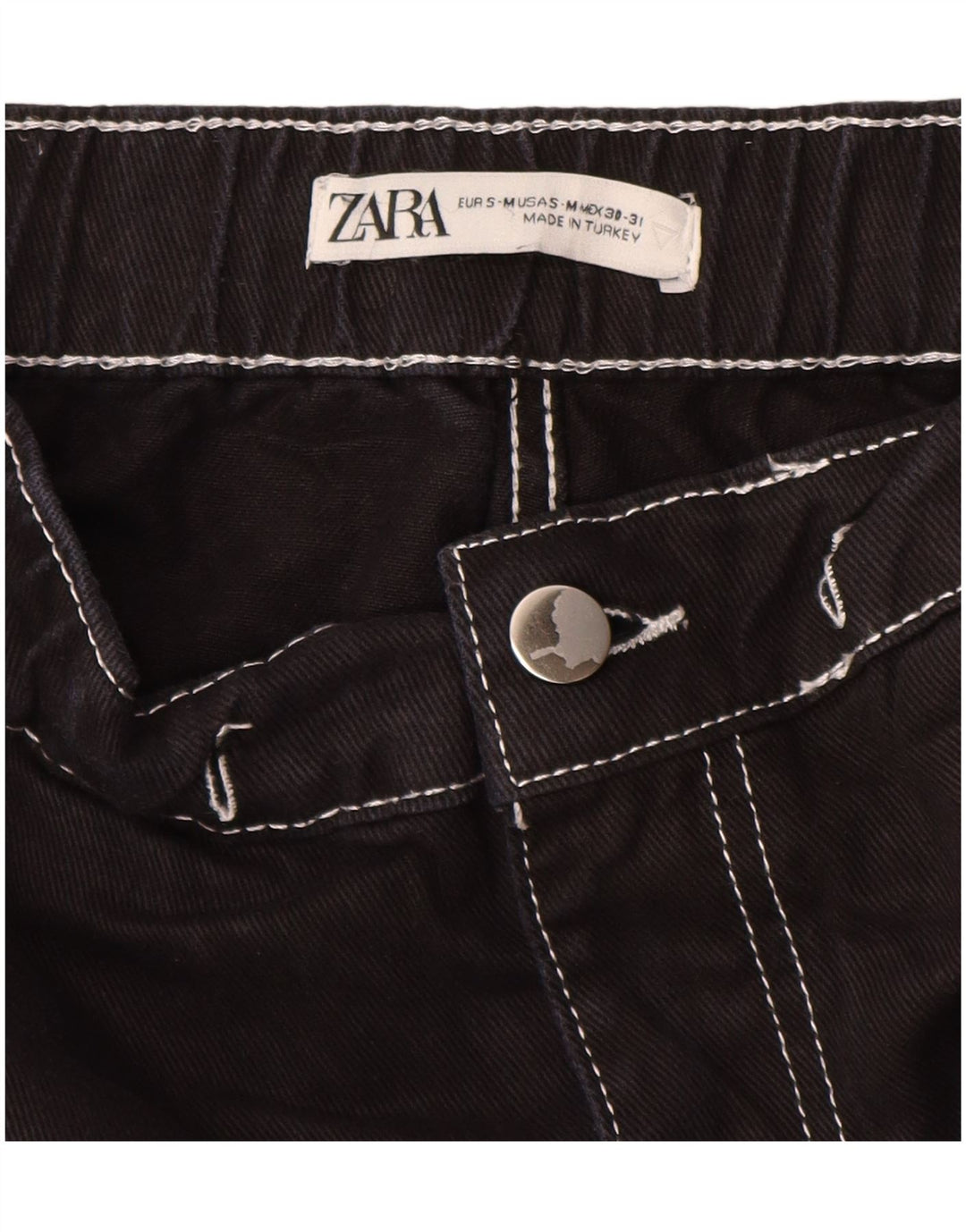 Pantaloncini cargo da uomo ZARA piccoli W30 in cotone nero
