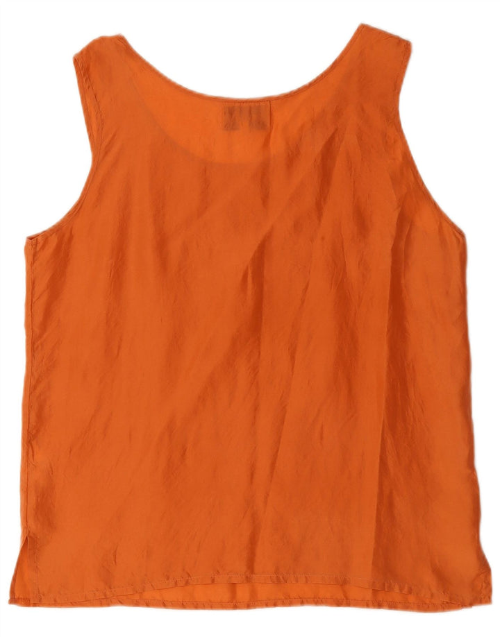 Canotta vintage da donna UK 14 seta arancione media