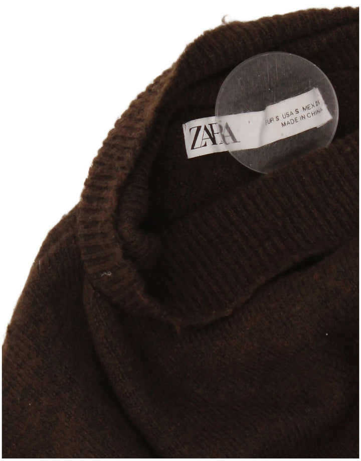 Maglione Zara da donna con collo alto a pipistrello UK 10 piccolo marrone