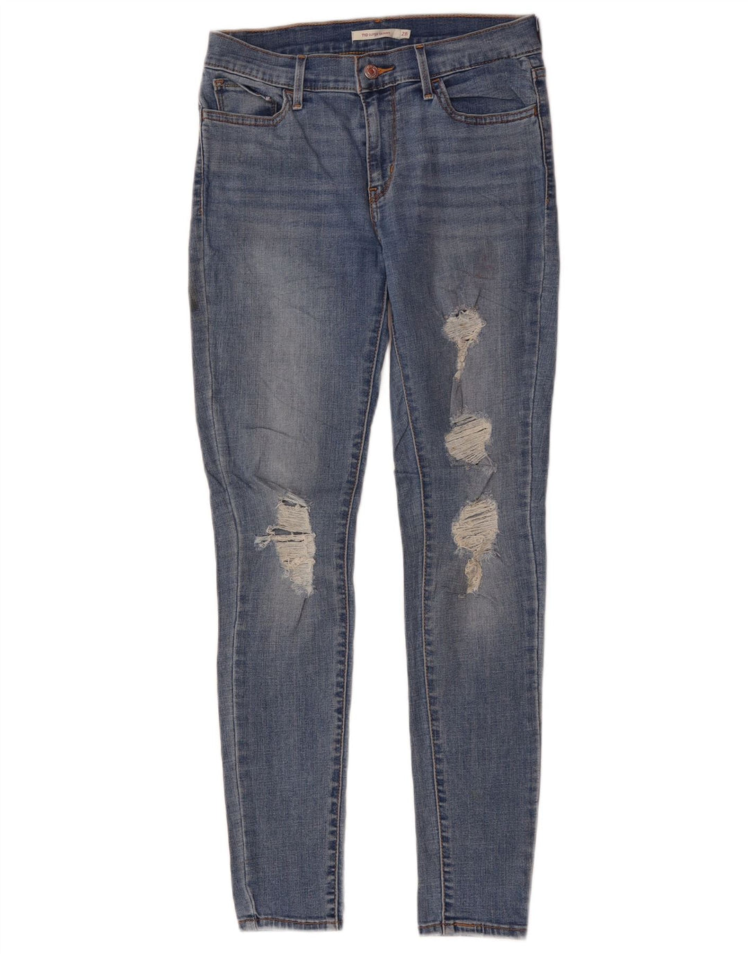 LEVI'S Jeans da donna 710 super skinny effetto invecchiato W28 L30 poliestere blu