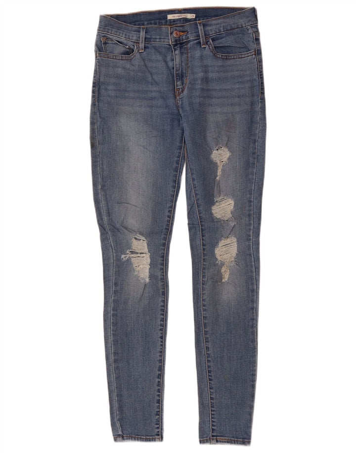 LEVI'S Jeans da donna 710 super skinny effetto invecchiato W28 L30 poliestere blu
