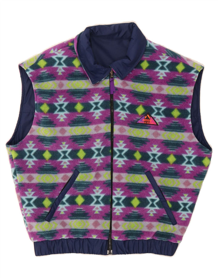 AESSE Mens Reversible Gilet UK 36 Small Navy Blue Geometric Vintage Aesse and Second-Hand Aesse from Messina Hembry 
