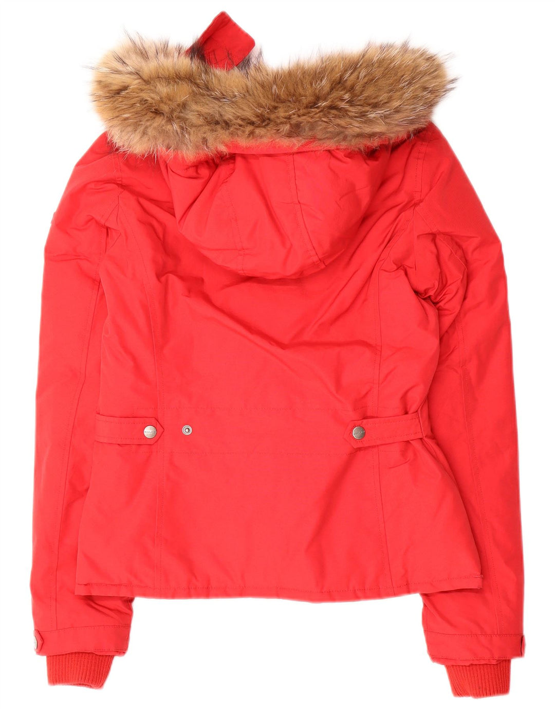 Giacca imbottita con cappuccio da donna Woolrich UK 10 piccola in cotone rosso