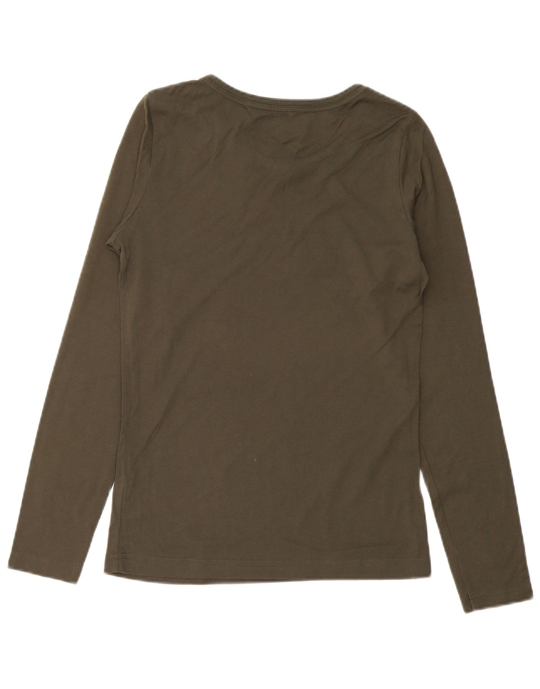 Top grafico da donna Nike manica lunga UK 10/12 cotone kaki medio