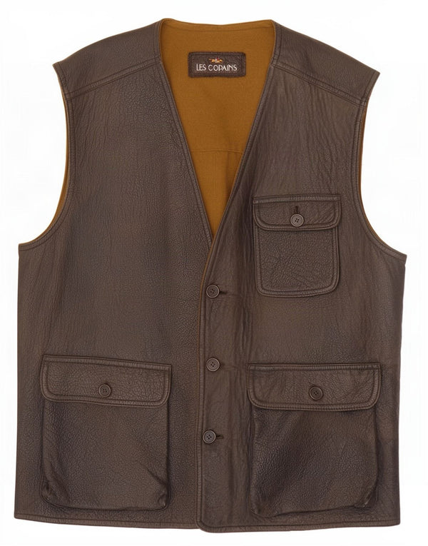 Gilet in pelle reversibile da uomo Les Copains IT 56 3XL Marrone