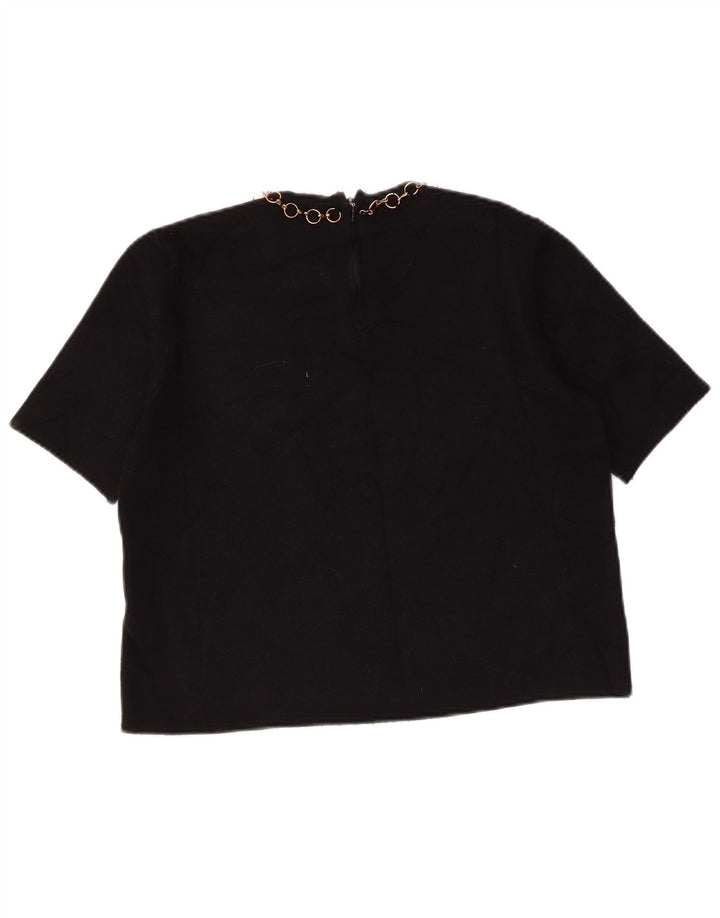 Top corto da donna Zara in camicetta UK 12 viscosa nera media
