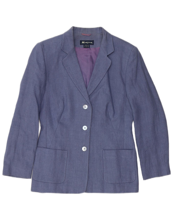 Monsoon Set gonna da donna a 3 bottoni e 2 pezzi UK 10 Small W26 Lino blu