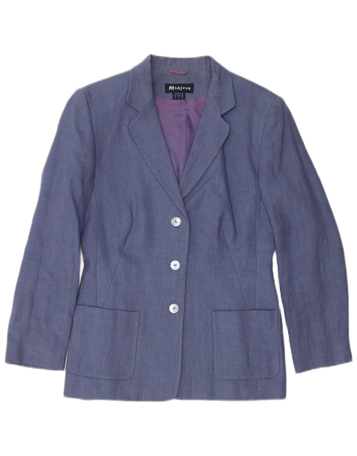 Monsoon Set gonna da donna a 3 bottoni e 2 pezzi UK 10 Small W26 Lino blu