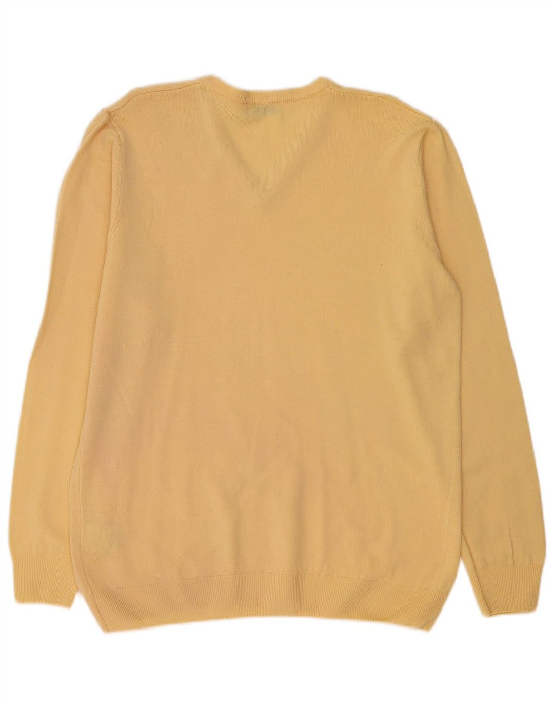 PETER HAHN Maglione da donna con scollo a V UK 16 Large Yellow New Wool