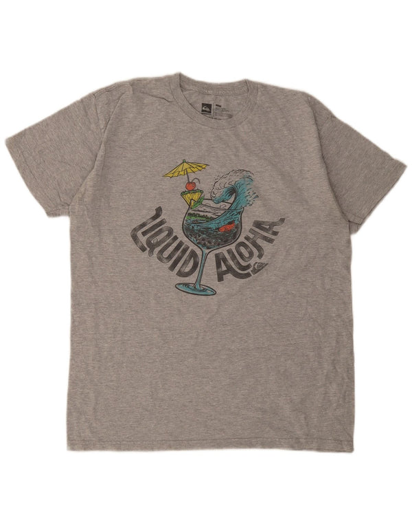 T-shirt grafica da uomo Quiksilver Top grande in cotone chiazzato grigio