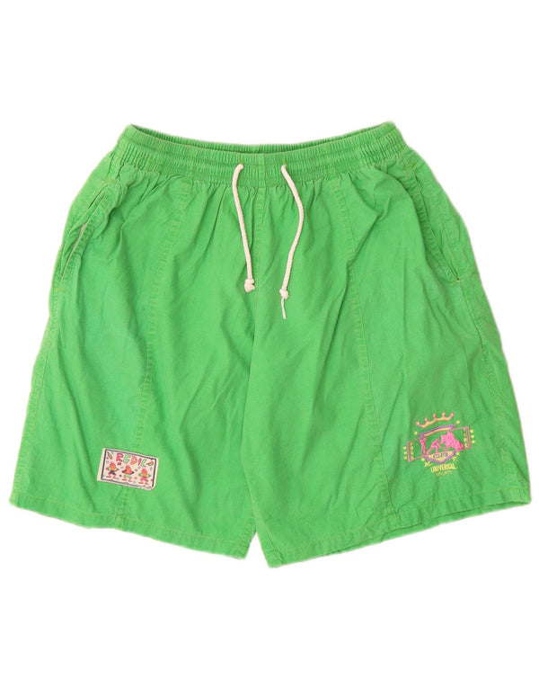 Vintage Womens Graphic Swimming Shorts Large  Green Cotton Retro