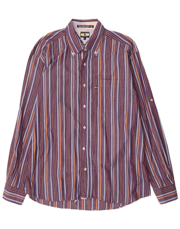 Camicia Uomo Navigare Cotone Righe Grandi Viola