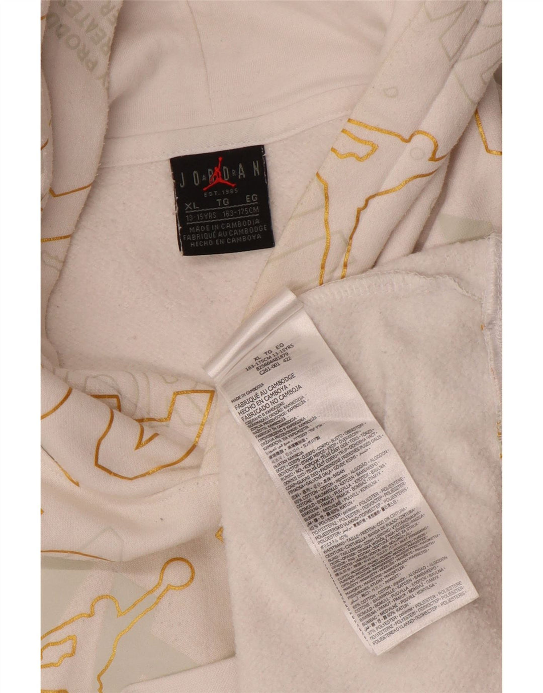 Felpa con cappuccio grafica JORDAN da bambino 13-14 anni XL in cotone bianco