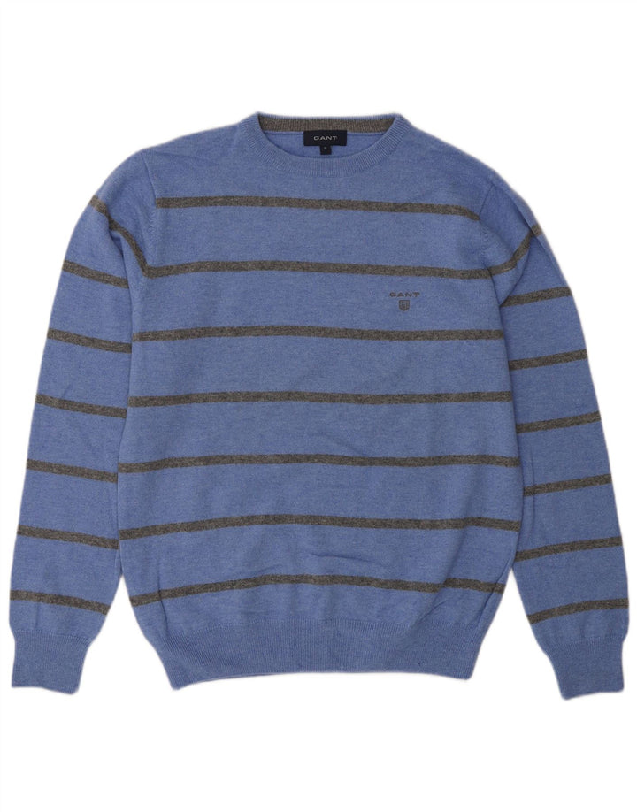 Gant Maglione girocollo da uomo in lana d'agnello a righe piccole blu