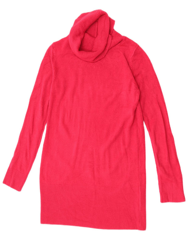 Abito maglione a maniche lunghe con collo alto da donna Marks & Spencer UK 10 piccolo rosa