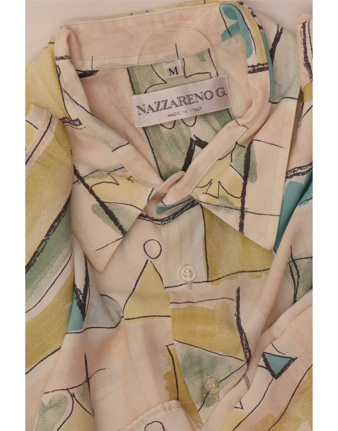 Nazzareno G. Camicia da uomo a maniche corte con motivo astratto medio multicolore