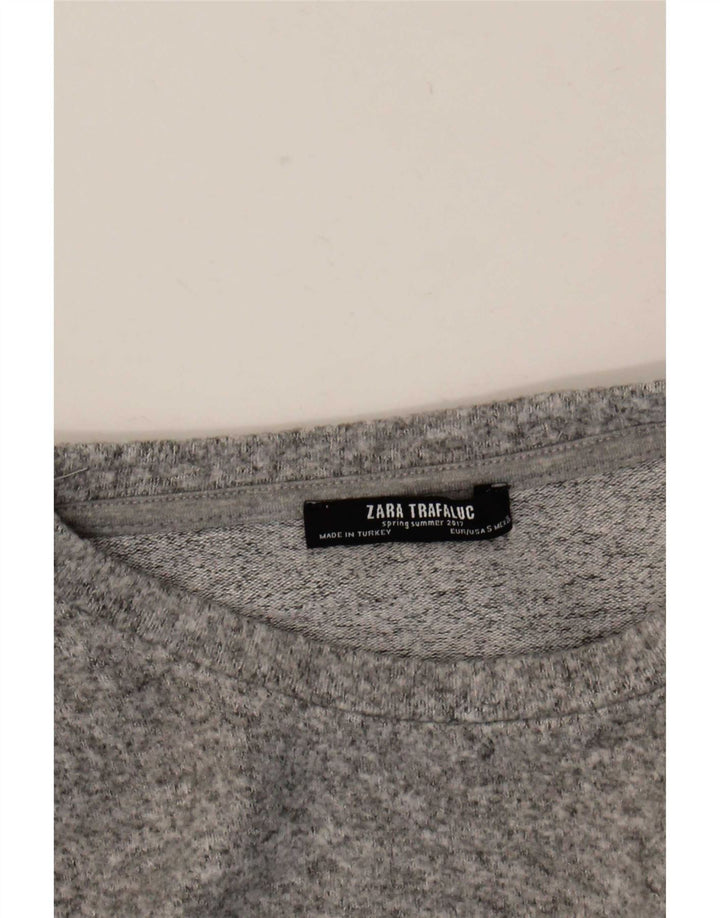 Top Zara Trafaluc da donna a maniche lunghe UK 10 piccolo grigio chiazzato