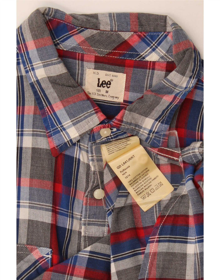 Camicia a maniche corte da uomo Lee in cotone a quadri grigio medio