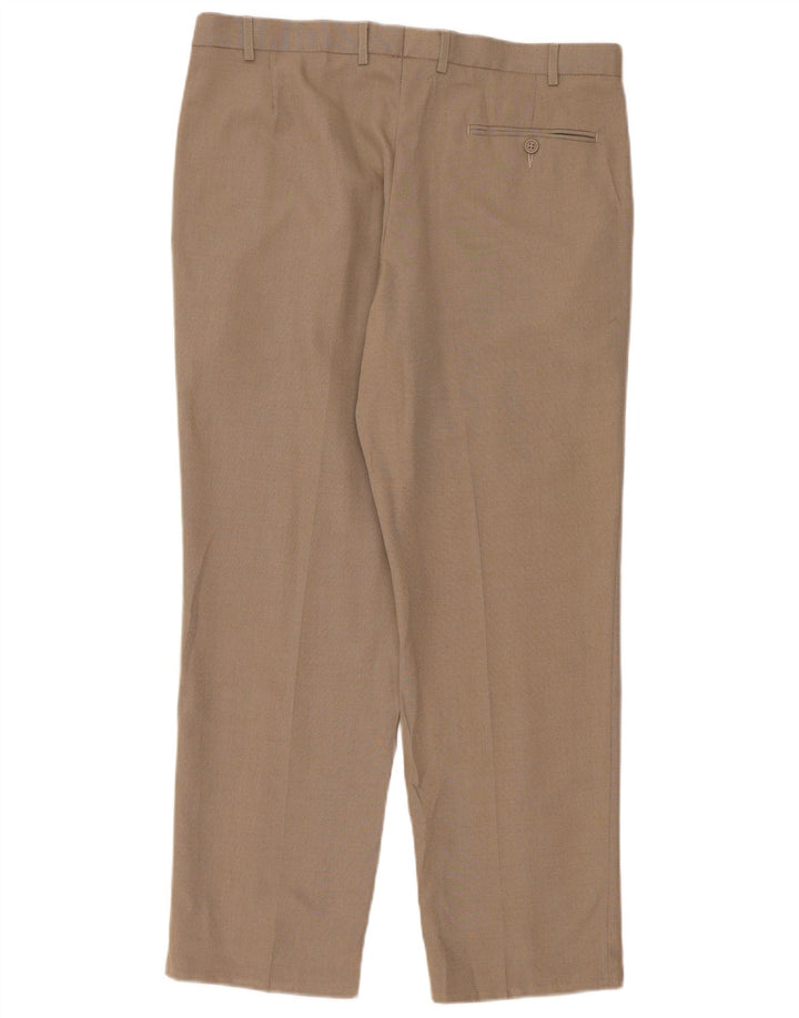 Pantaloni da abito dritti da uomo Marks & Spencer W36 L29 Poliestere beige