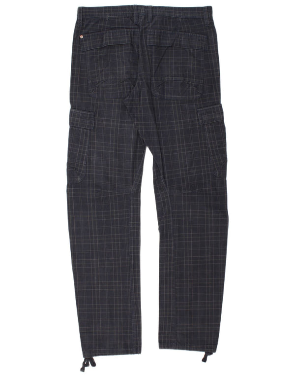Pantaloni cargo dritti da uomo Sisley W34 L33 blu navy a quadri