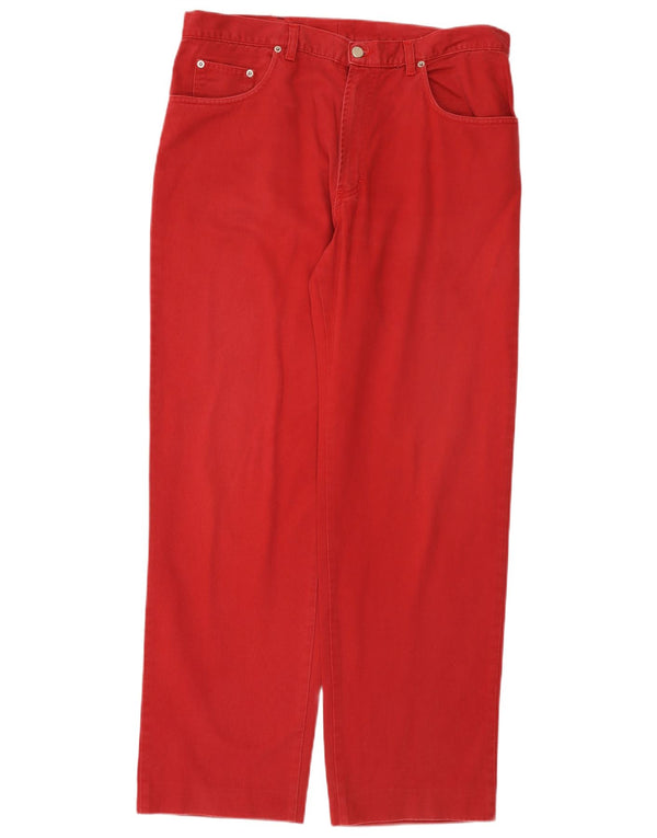 Diadora Mens Straight Casual Trousers W38 L31 Red Cotton