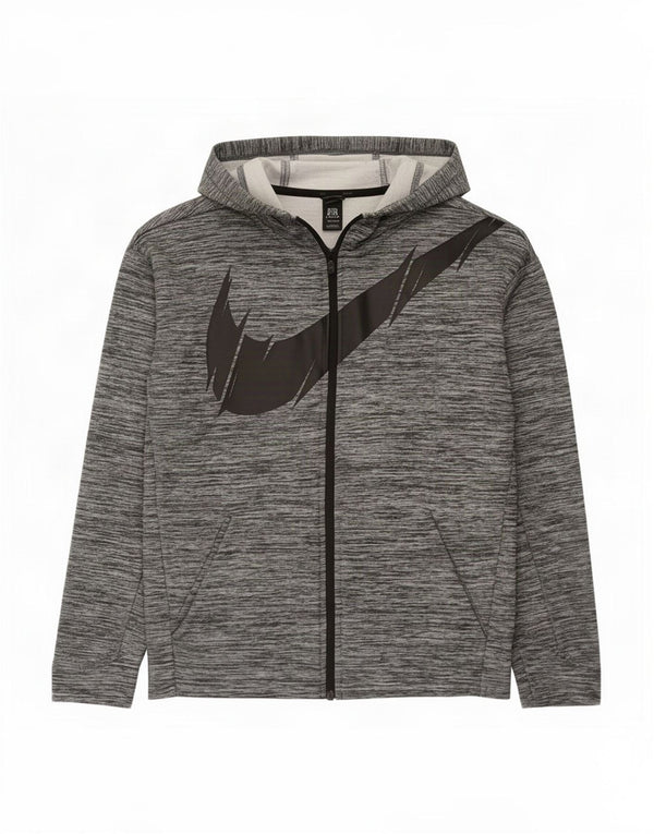Felpa con cappuccio e zip Nike Dri Fit da ragazzo, 12-13 anni, grande, grigio chiazzato