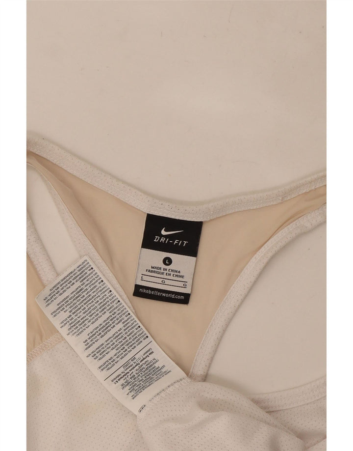 Canotta Nike Dri Fit da donna UK 14 Large in poliestere bianco sporco