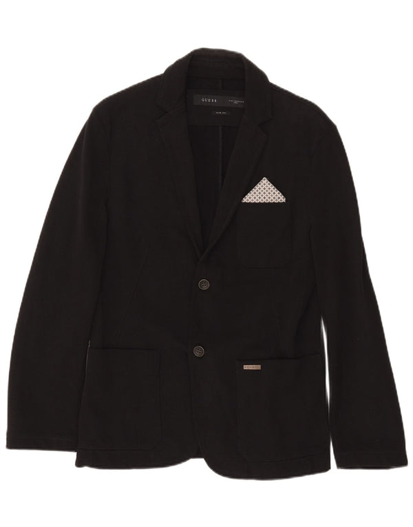 Guess Giacca blazer slim fit da uomo a 2 bottoni UK 32 2XS Cotone nero