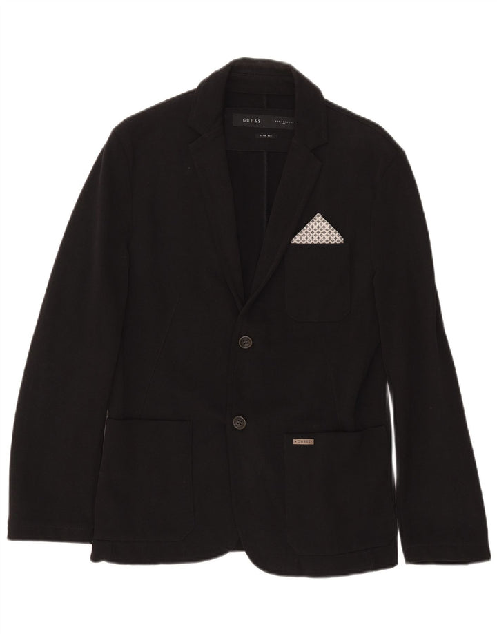 Guess Giacca blazer slim fit da uomo a 2 bottoni UK 32 2XS Cotone nero