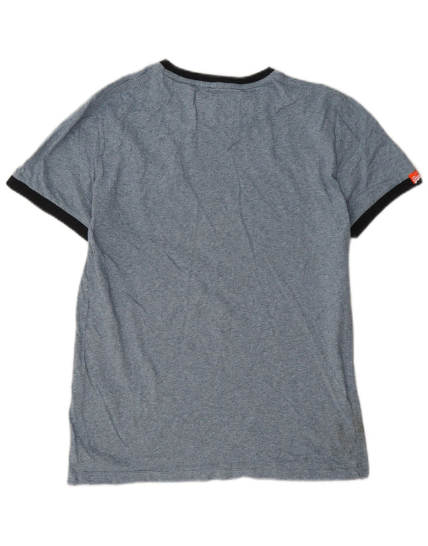 T-shirt da uomo Superdry Top Small in cotone chiazzato blu
