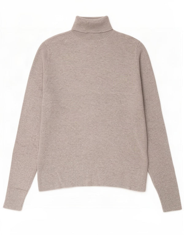 Maglione maglione a collo alto da donna Marks & Spencer UK 14 grande viscosa grigia