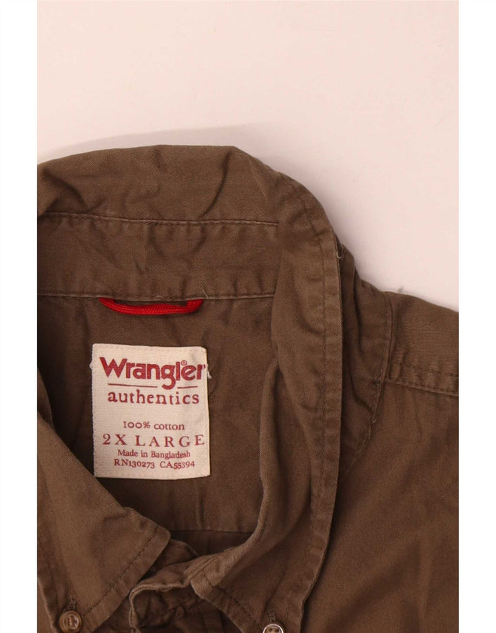 Camicia a maniche corte da uomo Wrangler 2XL cotone kaki