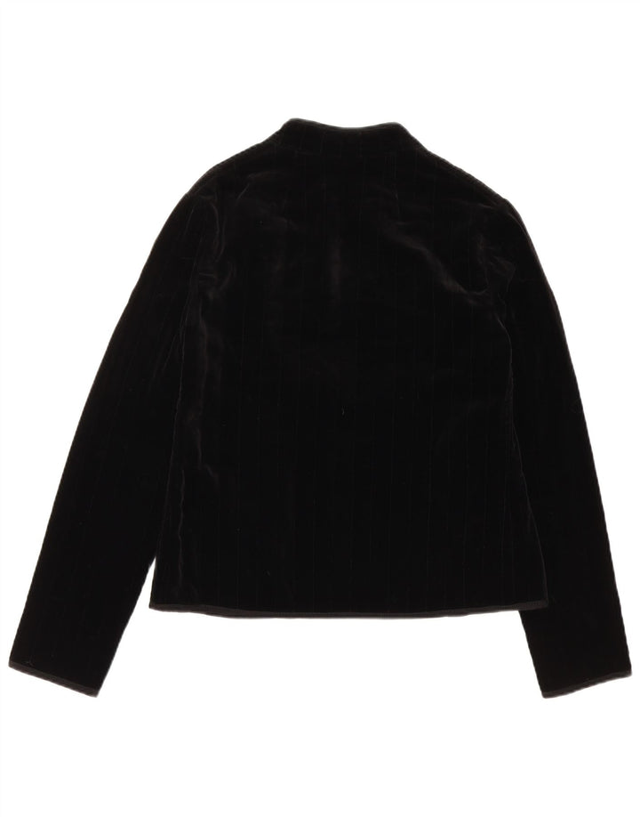 Giacca blazer in velluto aperto da donna VINTAGE UK 12 medio nero