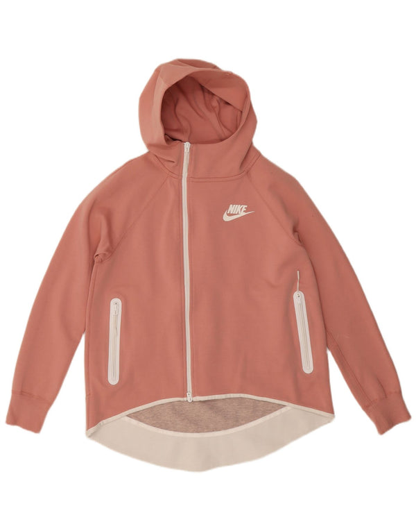 Maglione con cappuccio e zip oversize da donna Nike UK 10 piccolo cotone rosa