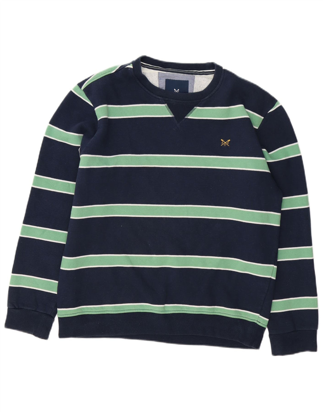 Crew Clothing Felpa da uomo Maglione medio in cotone a righe blu navy
