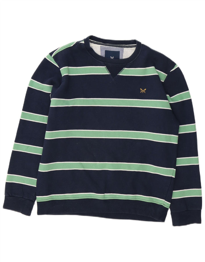 Crew Clothing Felpa da uomo Maglione medio in cotone a righe blu navy