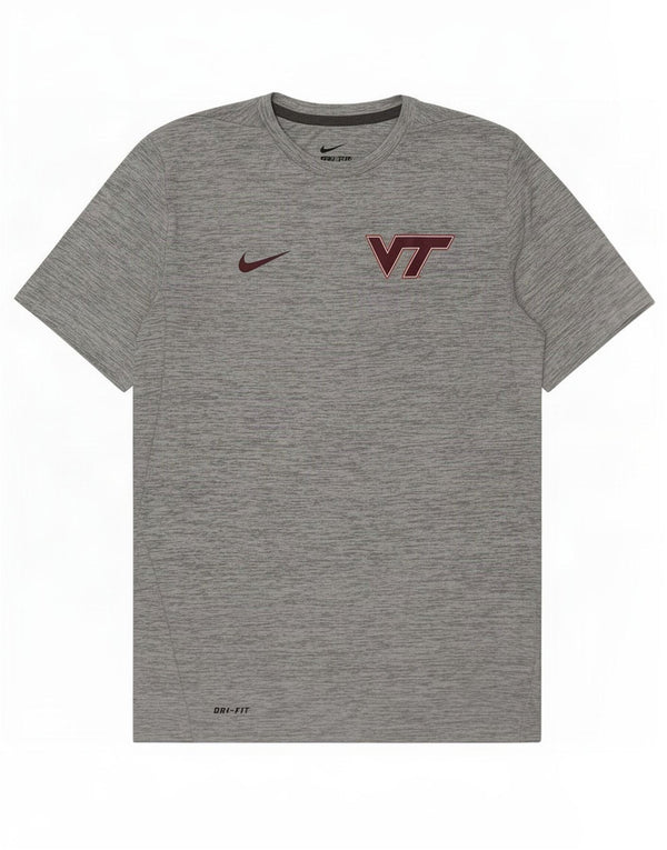 T-shirt Nike Virginia Tech Hokies da uomo, piccola, in poliestere chiazzato grigio