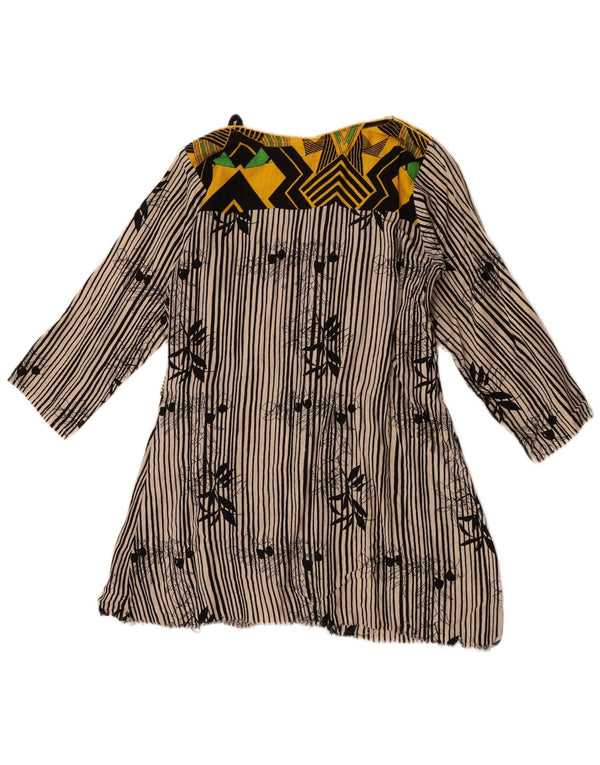 Top camicetta vintage da donna con maniche a 3/4 UK 12 a righe bianche medie