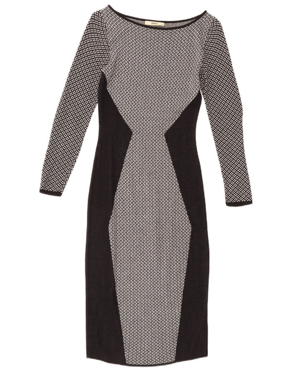 Abito aderente da donna Oasis UK 4 XS Cotone geometrico grigio