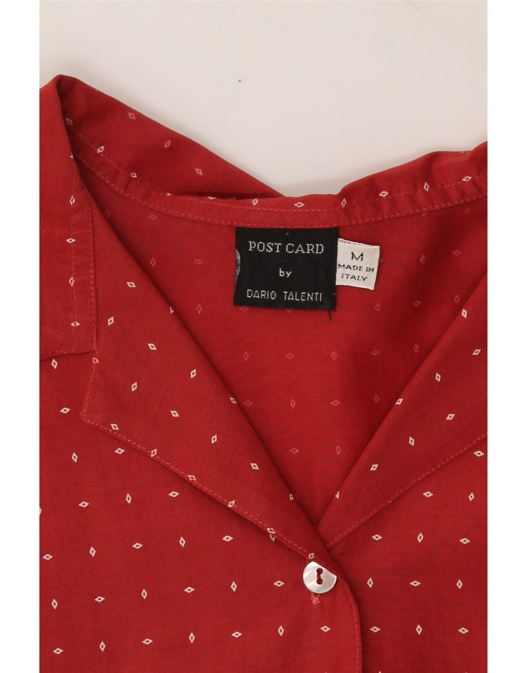 POST CARD Womens Short Sleeve Shirt UK 14 Medium Red Spotted Vintage Post Card and Second-Hand Post Card from Messina Hembry 