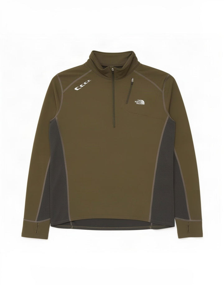 The North Face Uomo Pullover con zip Collo Tuta da ginnastica Top Large Khaki Colourblock