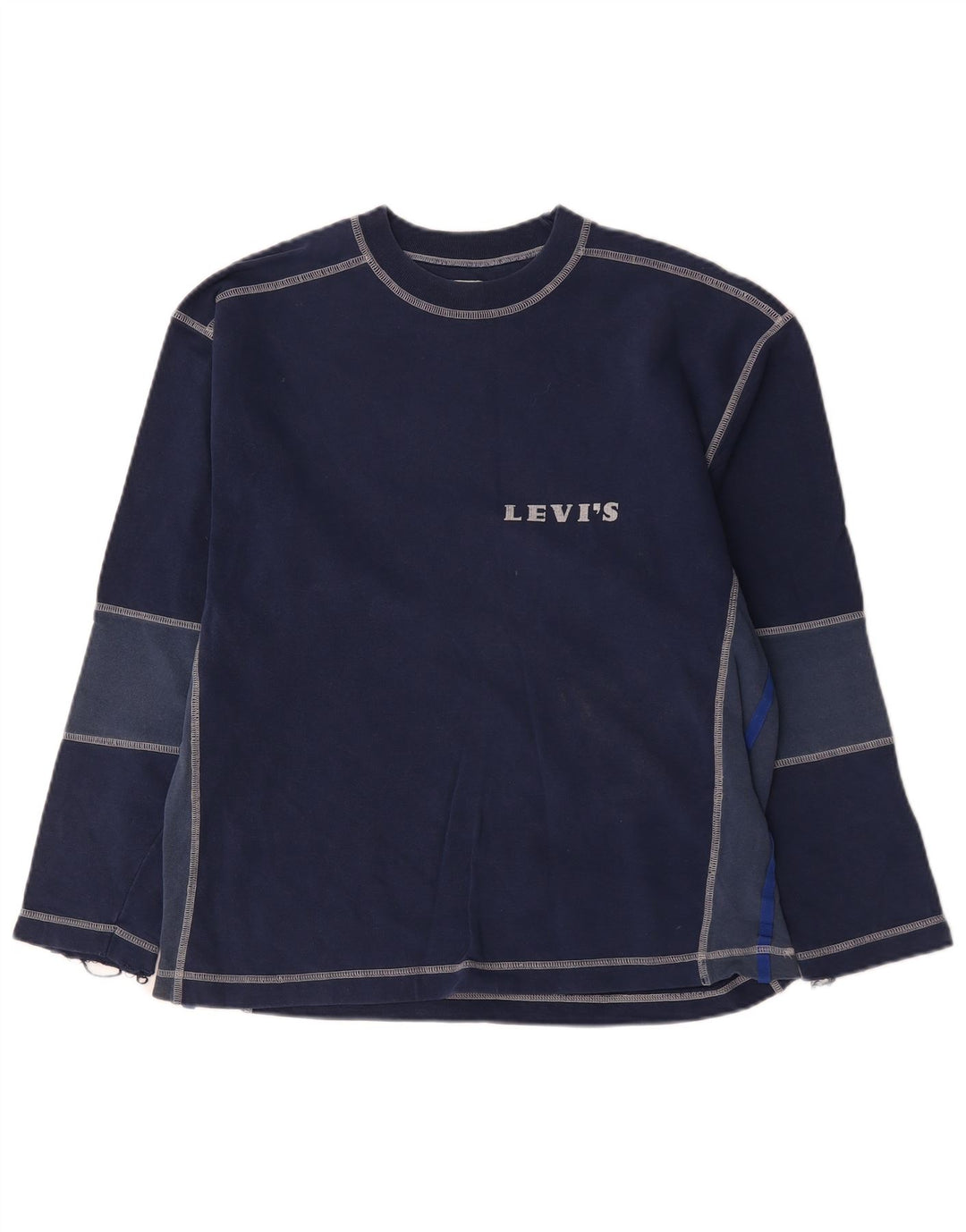 Levi's Top da uomo a maniche lunghe in cotone color block blu navy medio