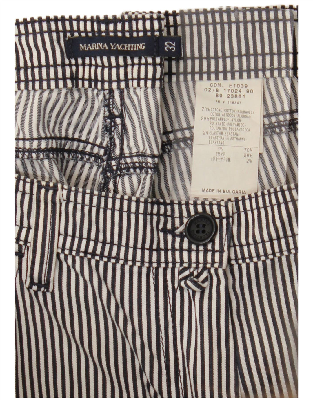 MARINA YACHTING Pantaloni Capri da donna W32 Large in cotone a righe blu navy