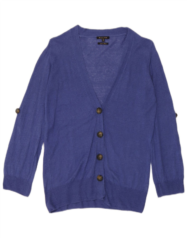 Maglione cardigan da donna Massimo Dutti UK 12 Lino blu medio