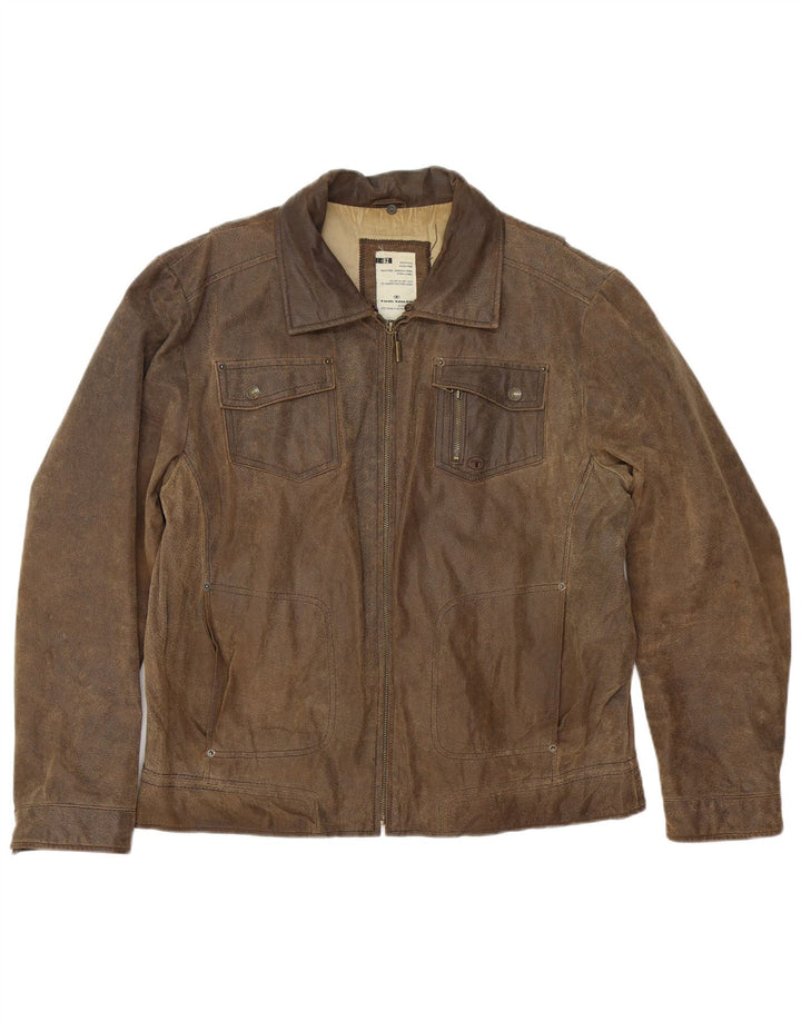Giacca in pelle scamosciata da uomo Tom Tailor UK 40 grande in pelle marrone