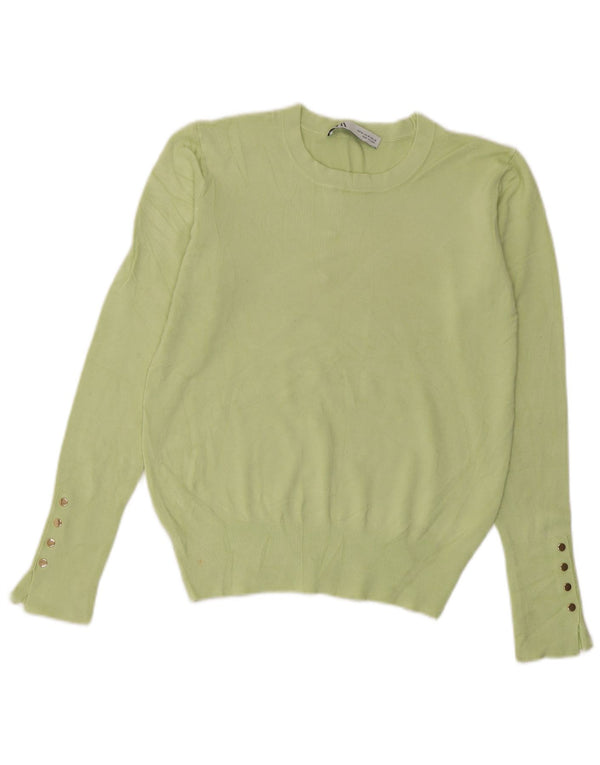 Maglione corto girocollo da donna Zara UK 12 Viscosa verde medio