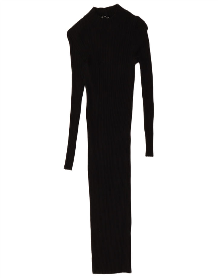 Vestito aderente a maniche lunghe da donna Zara UK 12 medio nero